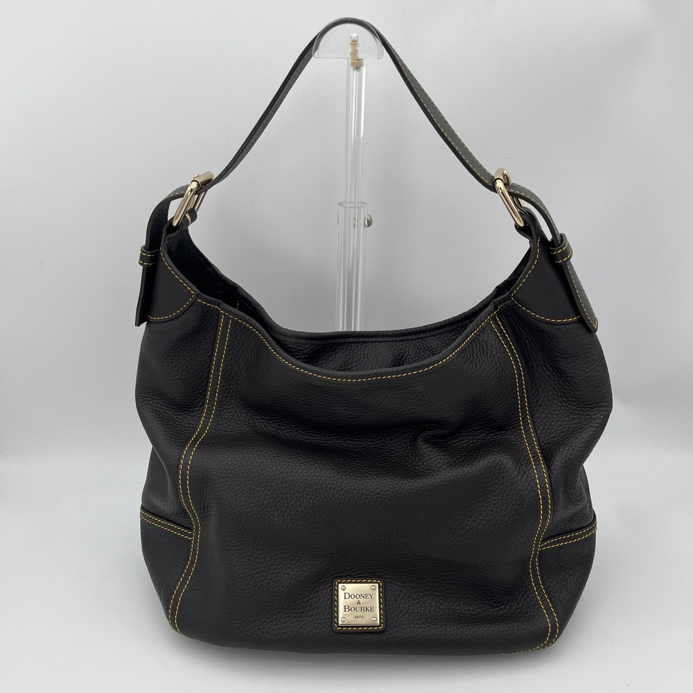 Dooney & Bourke Hobo Bag Womens Black Pebble Leather Shoulder Bag Handbag Luxury